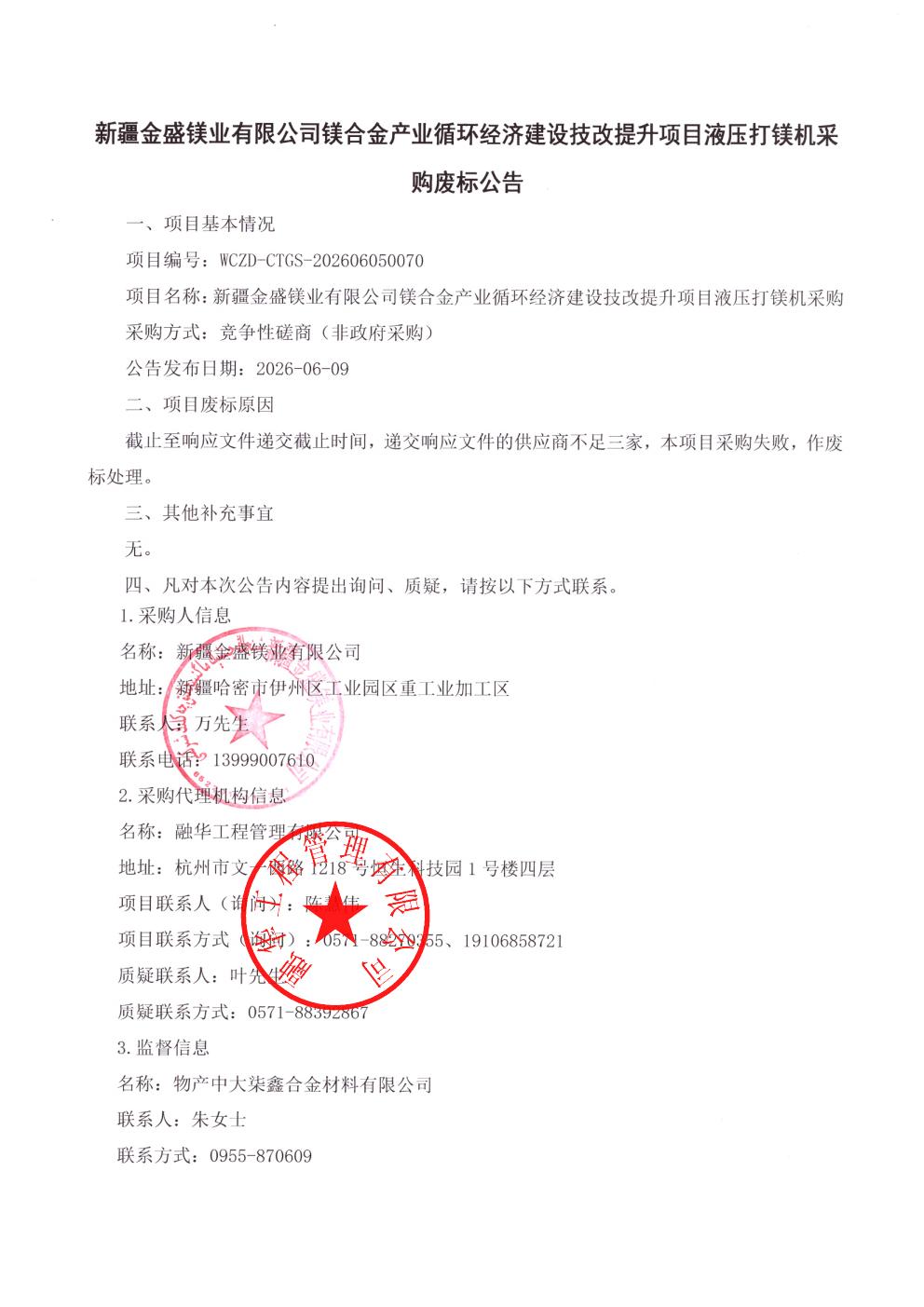 新疆金盛镁业有限公司镁合金产业循环经济建设技改提升项目液压打镁机采购废标公告_01.jpg