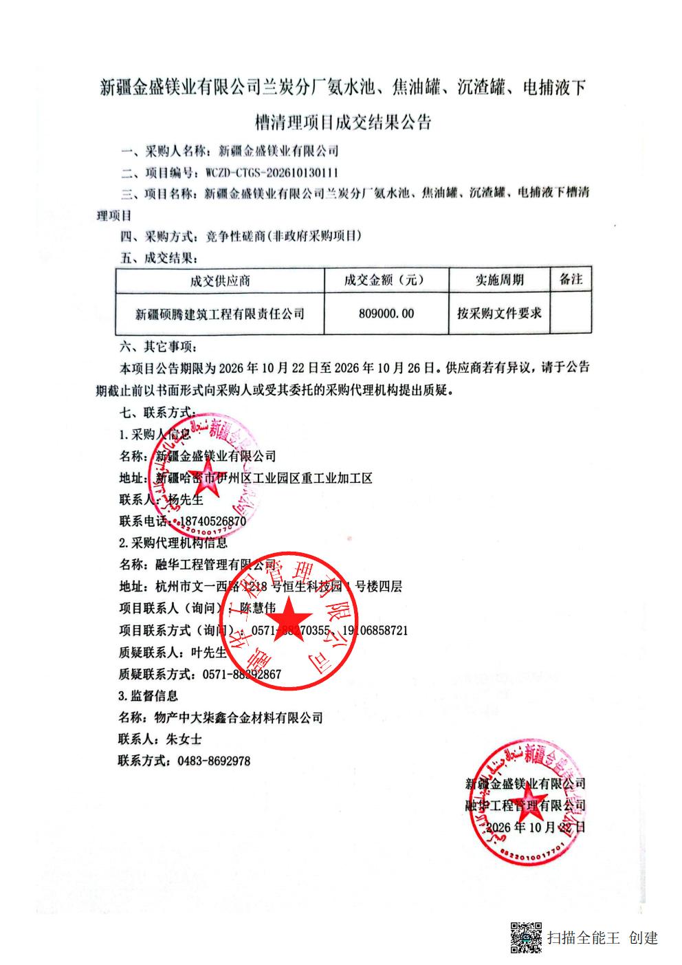 新疆金盛镁业有限公司兰炭分厂氨水池、焦油罐、沉渣罐、电捕液下槽清理项目成交结果公告_01.jpg